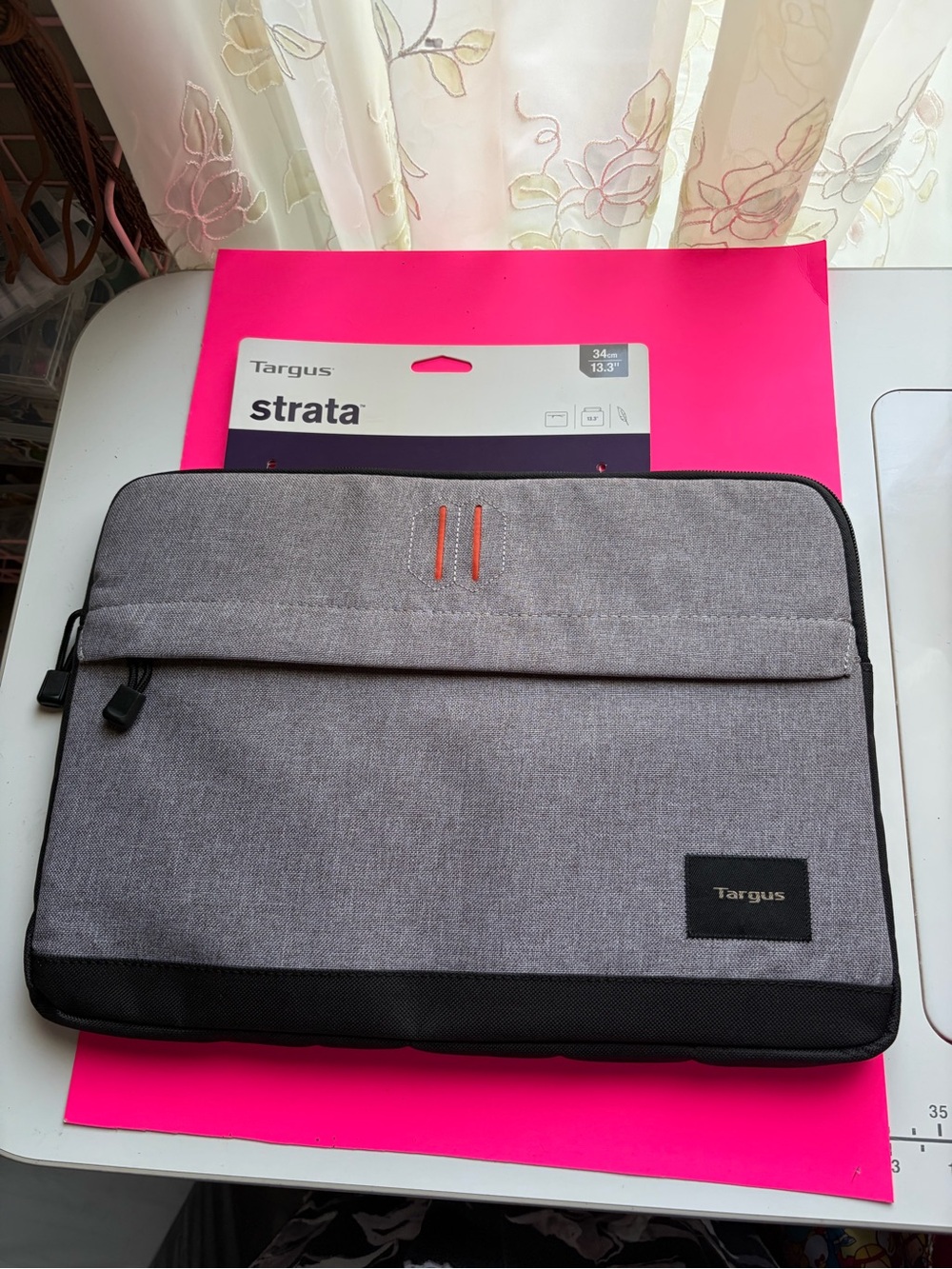 Targus Strata Gray Laptop Sleeve with Orange Accents